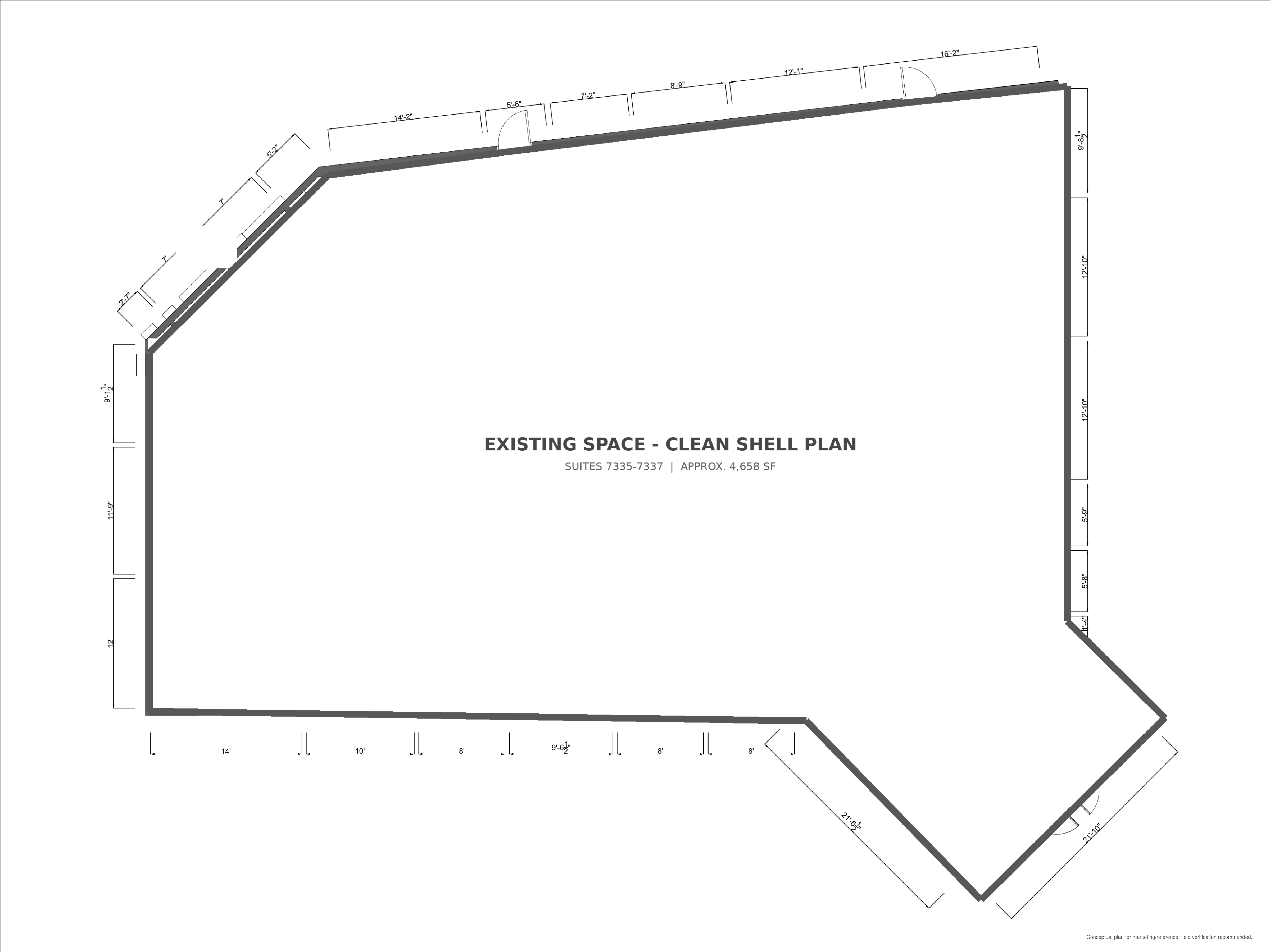 Existing floor plan of Suites 7335 and 7337 at Lake Underhill Plaza