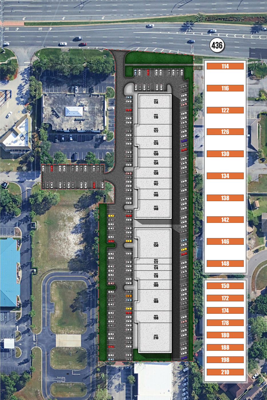 Wilshire Plaza site plan showing Building 1 and Building 2 with suite numbers