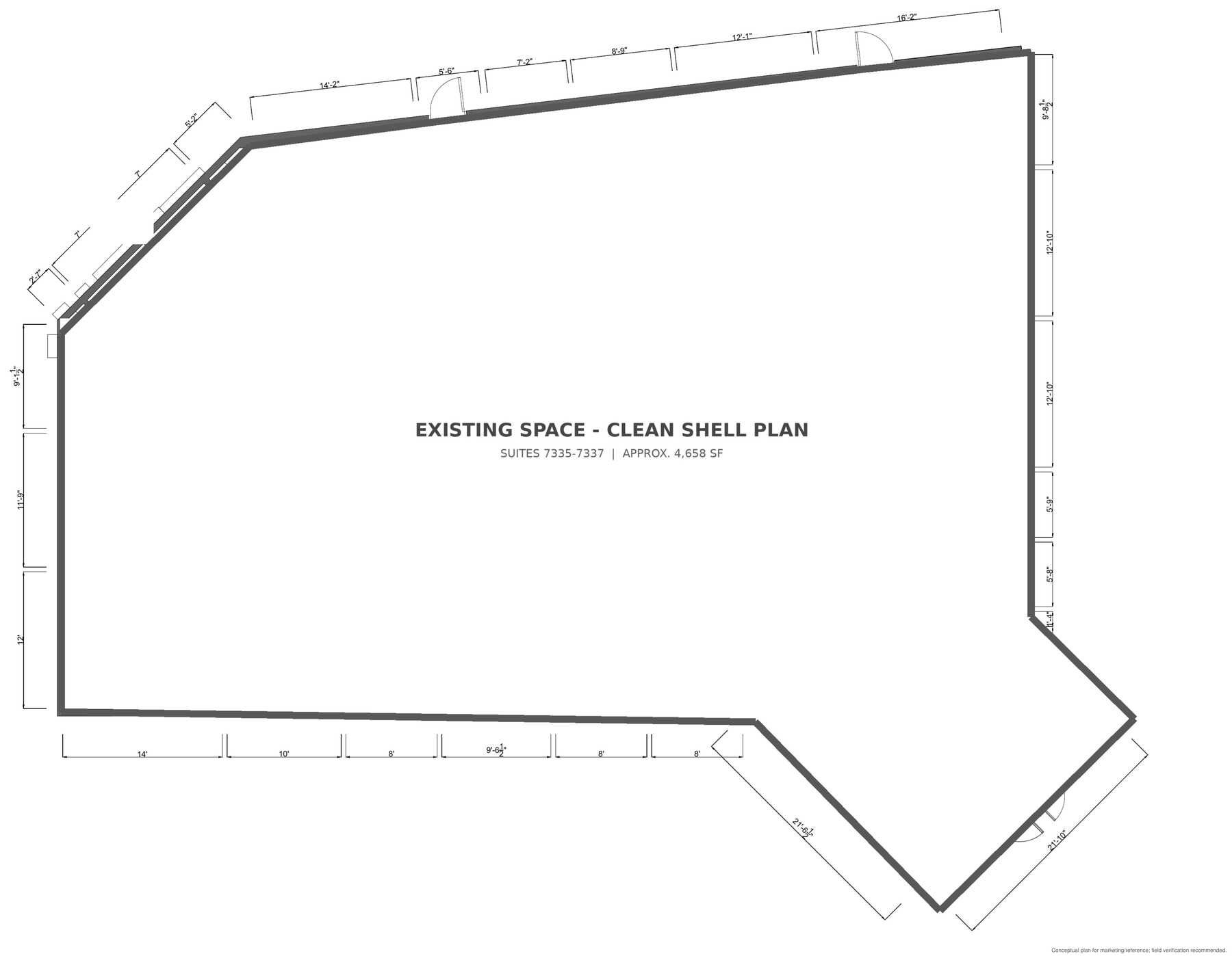 Existing floor plan of Suites 7335 and 7337 at Lake Underhill Plaza